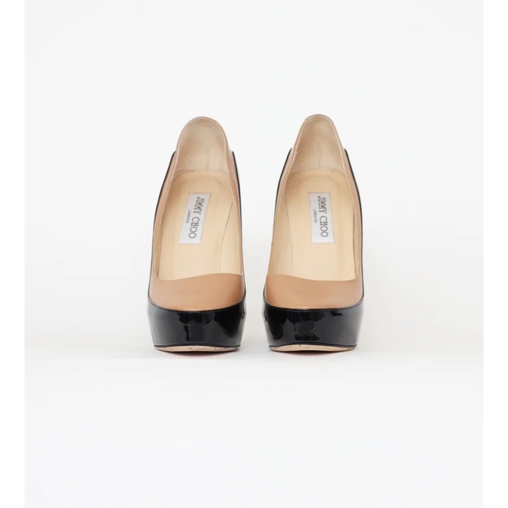 Jimmy Choo Sepia Two Tone Nude & Black Patent Heels - Picture 2 of 13